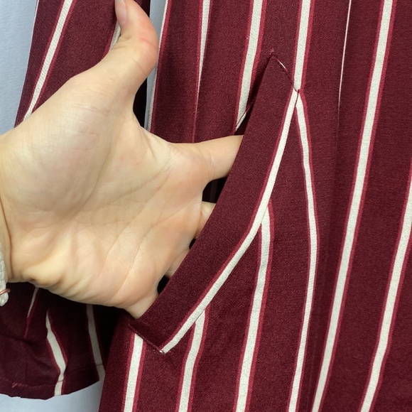 Reformation Graphite Blazer Dress in Kismet Maroon Striped - Size 2 - Picture 8 of 11